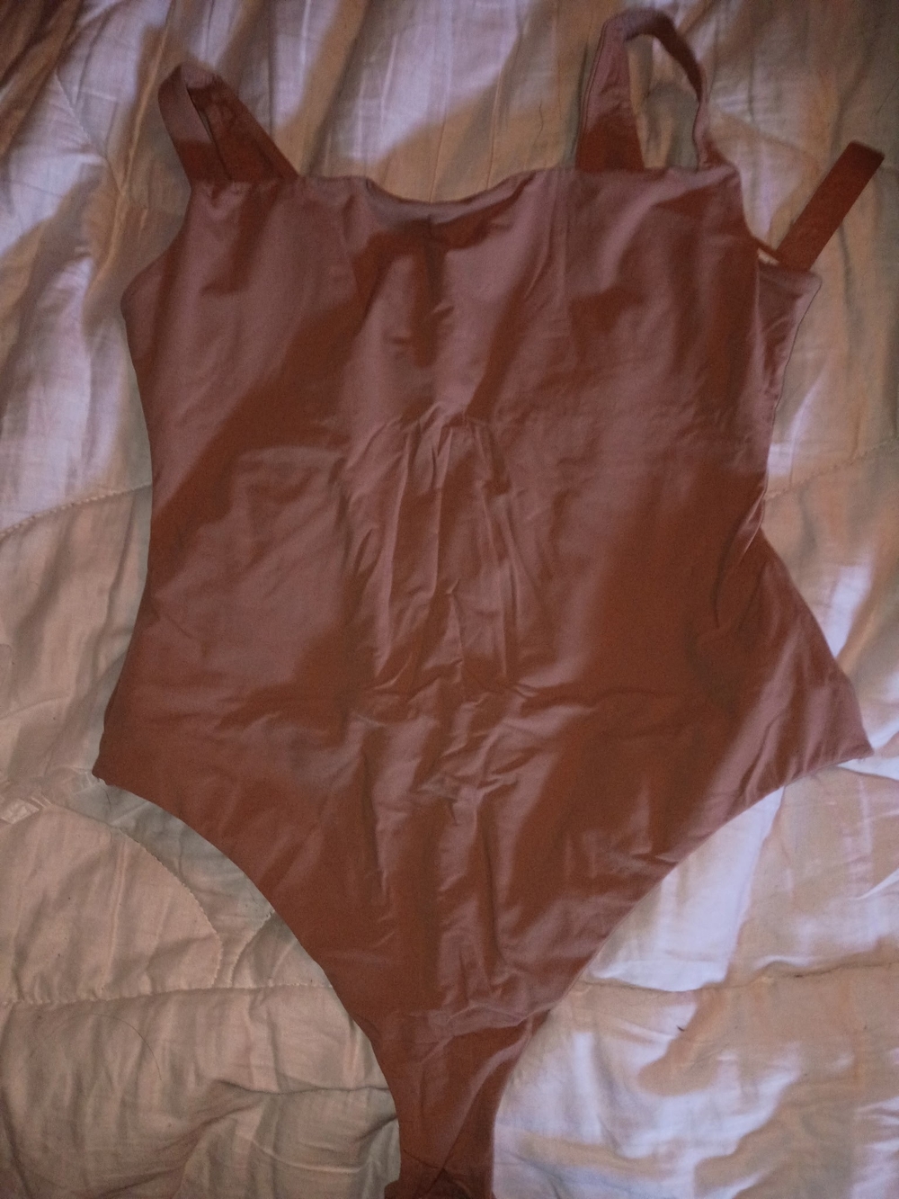 SKIMS Brown Square-Neck Tank Bodysuit